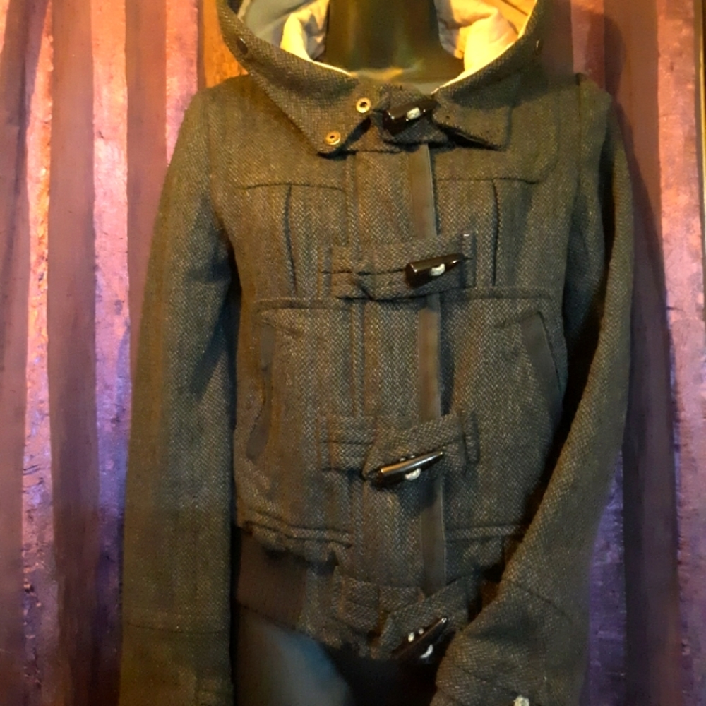 MISS ME Sweet Zip/Toggle Coat XS WARM Gray Hoodie